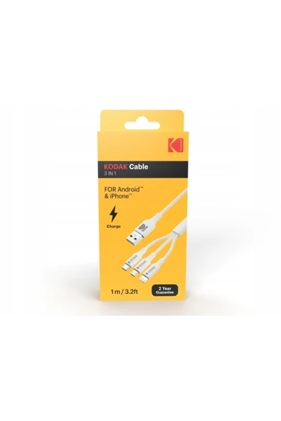 Kodak USB Kablosu Usb 3'ü 1 Arada Kablo/Usb Type-c Lightning Micro usb ürün görseli 1