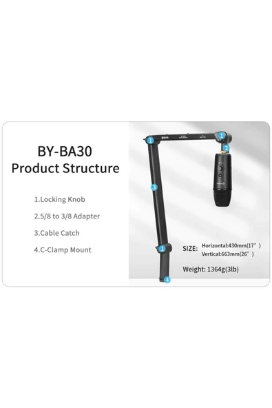 By-ba30 Profesyonel Masa Tipi Mikrofon Standı - Resim 7