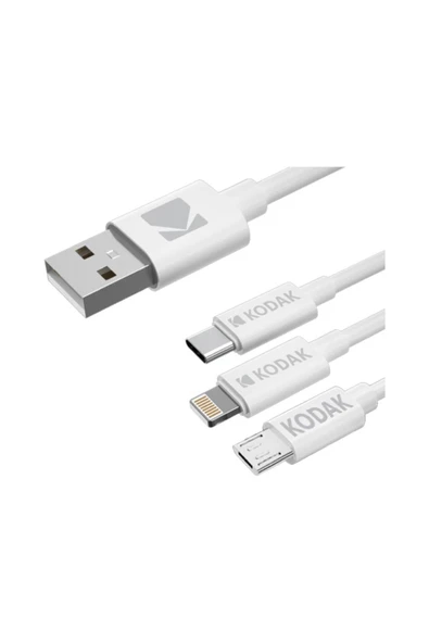 Kodak USB Kablosu Usb 3'ü 1 Arada Kablo/Usb Type-c Lightning Micro usb - Resim 3