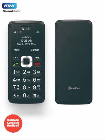 Oneblue DS01 Kamerasız,Radyo Özellikli, Modern Type-C Şarj Desteği, Siyah Tuşlu Cep Telefonu,Kablolu Kulaklık Hediyeli, Yaşlılar,Çocuklar ve Askerler İçin Uygun ürün görseli 1