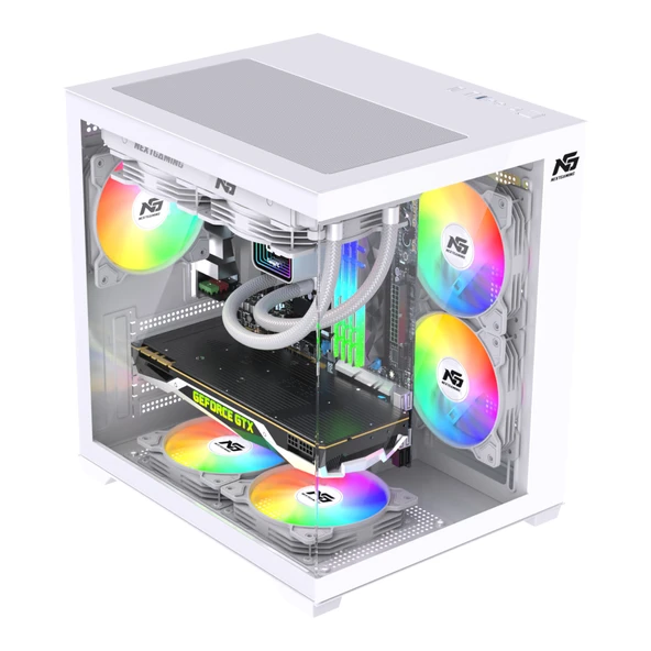 Orion Cube 5x Tuştan Değişen RGB Fanlı M-Atx Boş Bilgisayar Kasası Beyaz ürün görseli 1