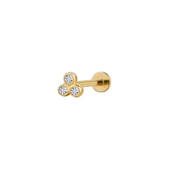 Üç Taşlı Altın Piercing ürün görseli 1
