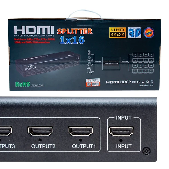 Powermaster PM-4948 16 Port 1080P 3D 16'lı HDMI Dağıtıcı ürün görseli 1