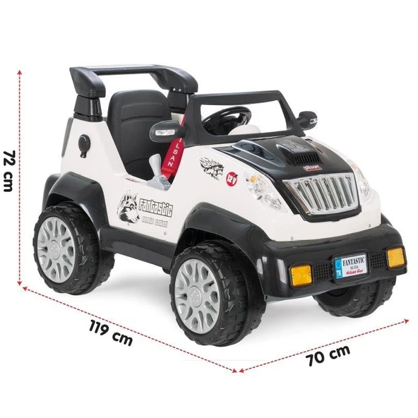 PİLSAN AKÜLÜ ARABA 12 V FANTASTİK KUMANDALI BEYAZ - Resim 2