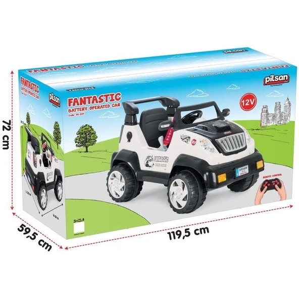 PİLSAN AKÜLÜ ARABA 12 V FANTASTİK KUMANDALI BEYAZ - Resim 4