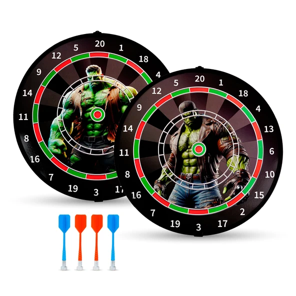 4 Oklu Mıknatıslı Hulk Dart Seti Çift Yönlü Manyetik Dart Askılı Dartboard ürün görseli 1