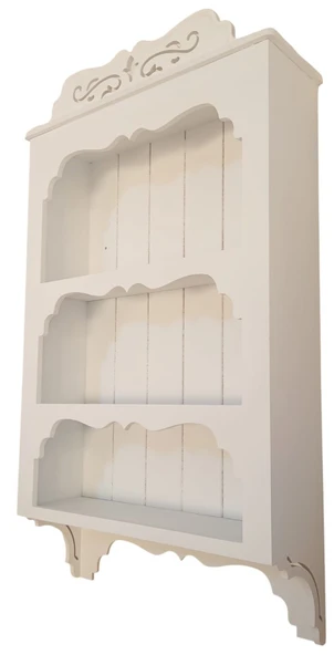 Ahşap Boyalı MDF Dekoratif 3 Raflı Duvar Rafı - Resim 2