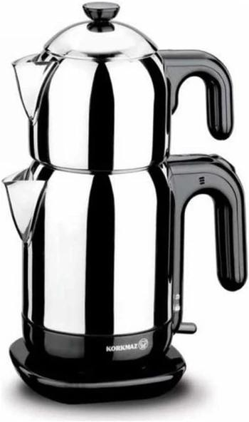 Korkmaz Demtez Inox/Siyah Elektrikli Çaydanlık