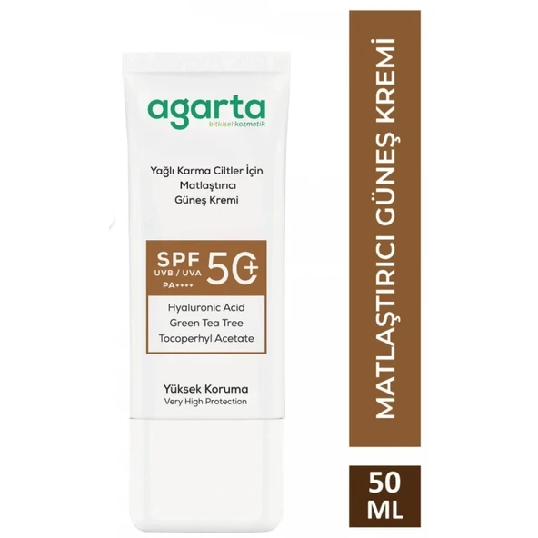 Agarta Doğal Güneş Kremi Yağlı Karma Ciltler İçin Matlaştırıcı 50 Spf 50 Ml ürün görseli 1