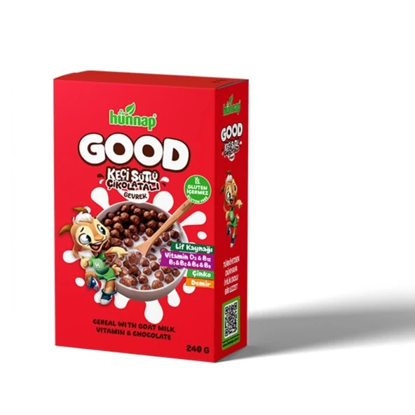 Hünnap Keçi Sütlü Çikolata Ve Vitamin Tahıllı Glutensiz Gevrek 240 Gr ürün görseli 1