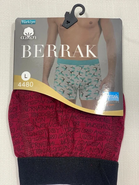 NİVEMESHOME 4480 ERKEK LYCRALI  COTTON BOXER KIRMIZI DESENLİ L BERRAK ürün görseli 1