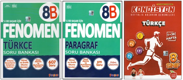 FENOMEN 8. SINIF 8B TÜRKÇE+PARAGRAF+NEWTON TÜRKÇE KONDİSYON (3 KİTAP) ürün görseli 1