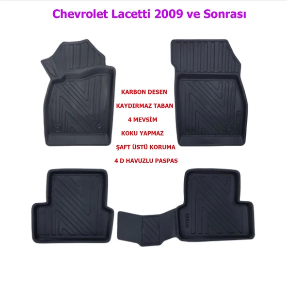 Chevrolet Lacetti 2009 ve Sonrası 4D Premium Havuzlu Paspas-Kaydırmaz Taban ürün görseli 1