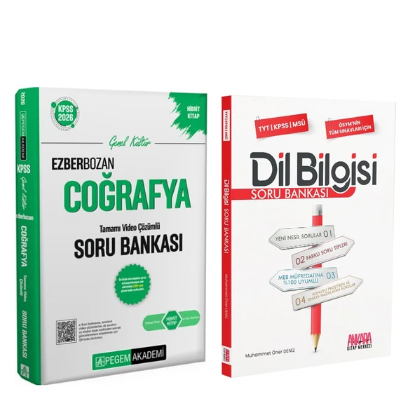 Pegem KPSS Ezberbozan Coğrafya ve AKM Dil Bilgisi Soru Bankası Seti 2 Kitap ürün görseli 1