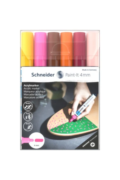 Schneider  Akrilik Marker 4mm Ara Renk 6'lı ürün görseli 1