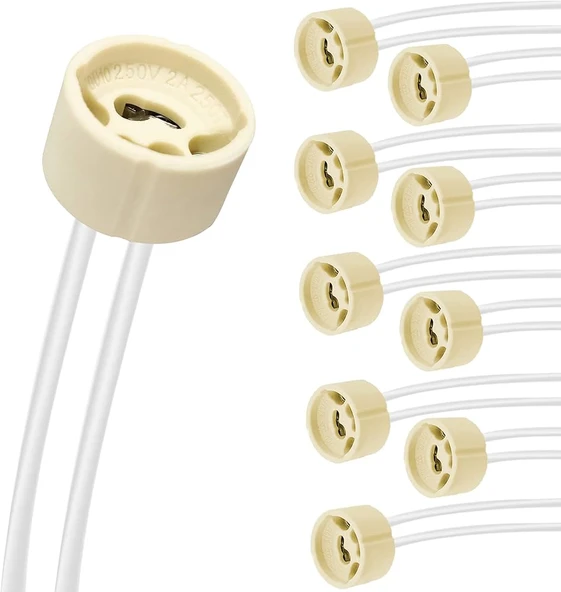 10 Adet GU10 duy 2A LED halojen lamba duyu 0,75 mm² silikon tel seramik duy bağlantı duyları 300 W enerji sınıfı A ürün görseli 1
