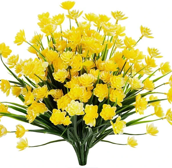Nettenevime 6lı Set Yapay Çiçek Sazlı Lotus Sarı Renk 7 Dal Plastik  30cm ürün görseli 1