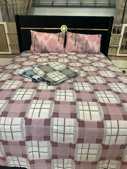 NİVEMESHOME LİLA DESENLİ 200X230 TEK PİKE ÖRTÜSÜ ÇİFT KİŞİLİK ürün görseli 1
