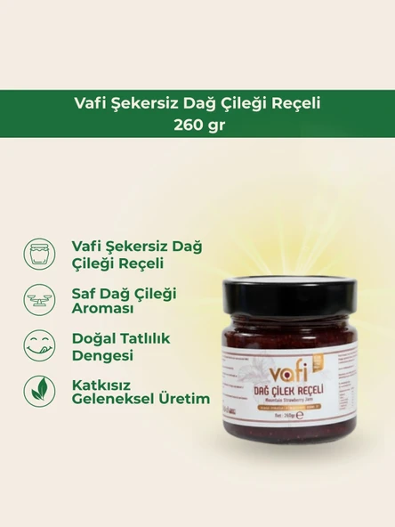 Vafi Şekersiz Dağ Çileği Reçeli 260 gr 1 ADET ürün görseli 1