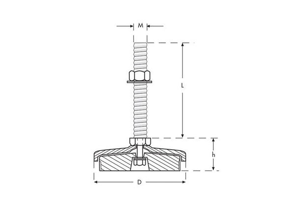 Krom Tezgah Tamponu M10x50 Çap40 - Resim 2