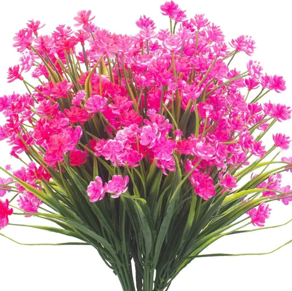 Nettenevime 6lı Set Yapay Çiçek Sazlı Lotus Pembe Renk 7 Dal Plastik  30cm ürün görseli 1