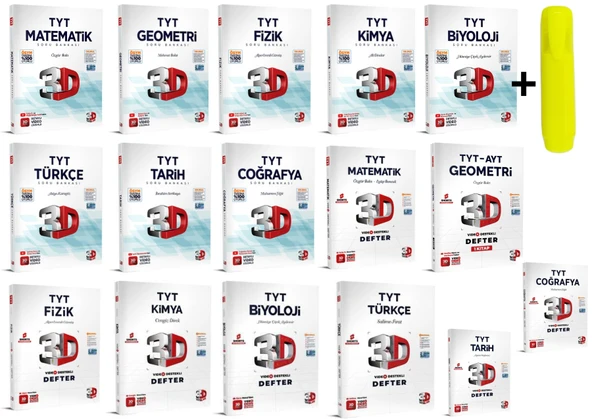 3D Yayınları TYT Tüm Dersler Defter Soru Seti 16 Kitap ürün görseli 1