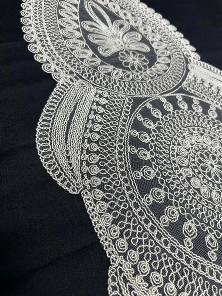 NİVEMESHOME EKRU İŞLEMELİ RUNNER - Resim 2