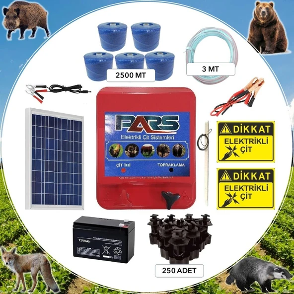 Pars Elektrikli Çit Ayı-Domuz Kovucu Eco Set 2500 (Demir Direk İzolatörlü) ürün görseli 1