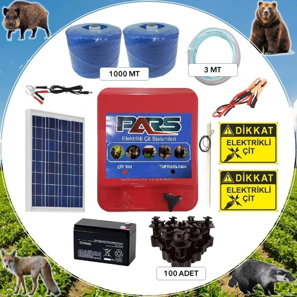 Pars Elektrikli Çit Ayı-Domuz Kovucu Eco Set 1000 (Demir Direk İzolatörlü) ürün görseli 1