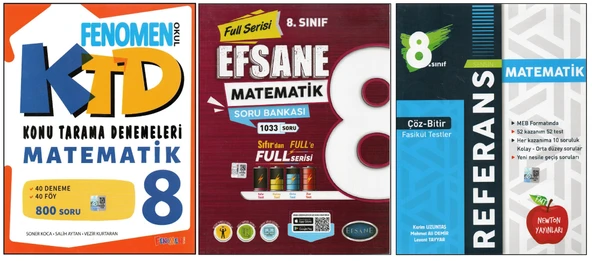 FENOMEN 8. SINIF KTD MATEMATİK+EFSANE MATEMATİK+NEWTON REFERANS MATEMATİK (3 KİTAP) ürün görseli 1