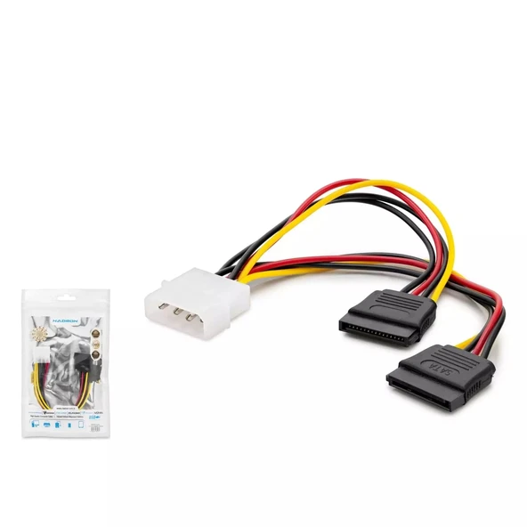 Hadron Hdx5522 Sata Power Kablo Poşetli 2In1 20Cm Siyah ürün görseli 1