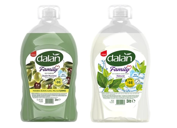 Dalan Family Zeytin Mucizesi ve Natural Kokulu Sıvı Sabun 3 L x 2 Adet ürün görseli 1