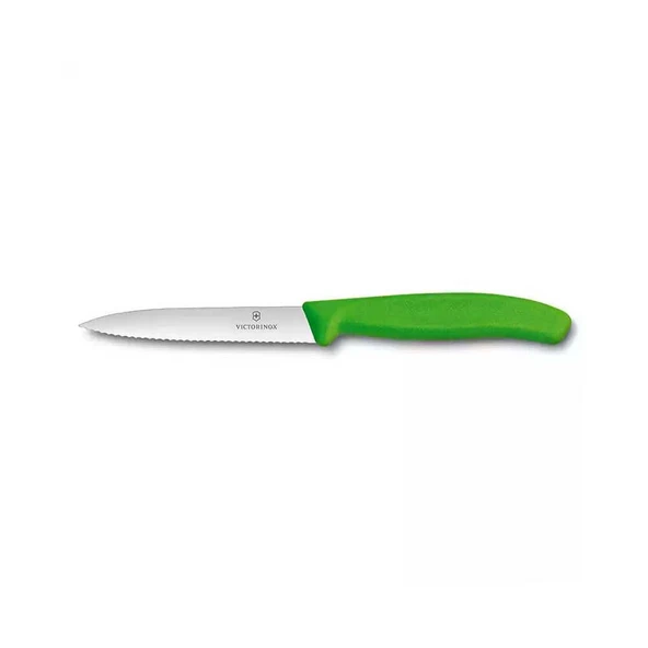 Victorinox 6.7736.L4 10cm Yeşil Tırtıklı Soyma Bıçağı ürün görseli 1