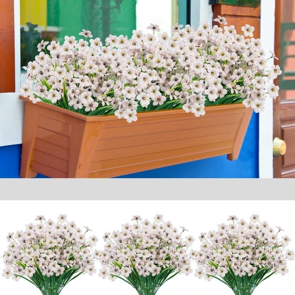 Nettenevime 12li Set Yapay Çiçek Sazlı Mine Beyaz Renk 5 Dallı 33cm ürün görseli 1