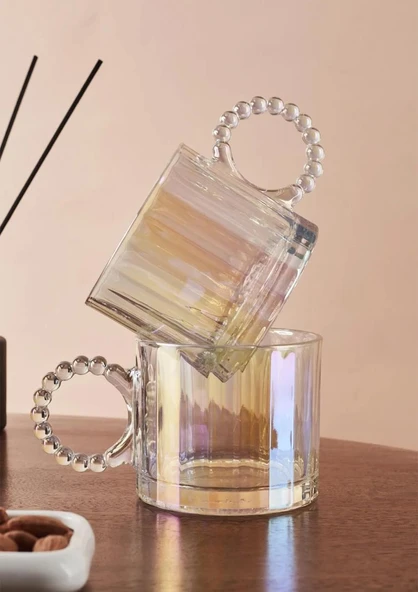 Ringo Luster 2'li Cam Kupa Seti - Boncuklu Kulp 2x325 ML ürün görseli 1
