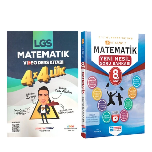 Etkili Matematik 8. Sınıf LGS Matematik 4x4 lük Video Ders Kitabı ve Evrensel Soru Bankası Seti 2 Kitap ürün görseli 1