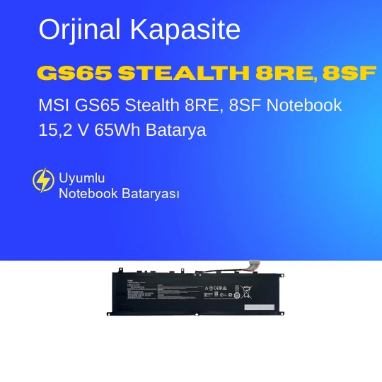 MSI Stealth GS66 10SF-065TR Notebook 15,2 V 65Wh Batarya – Orjinal Uyumlu, Yüksek Performanslı ürün görseli 1