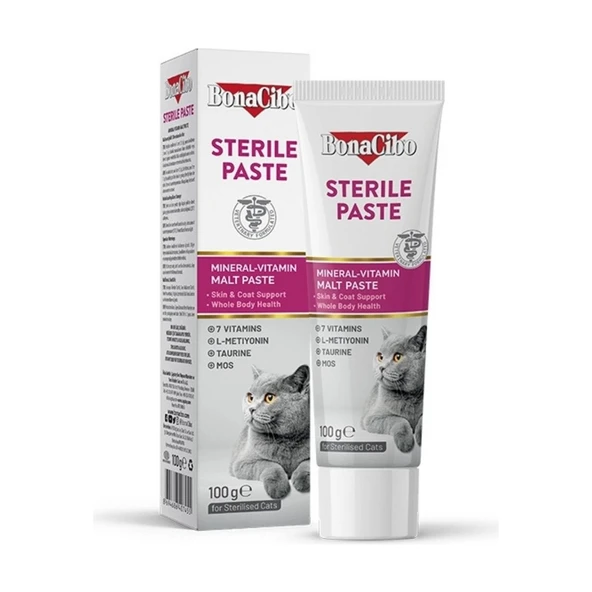 BonaCibo Sterile Paste Kısırlaştırılmış Kediler Için Mineral-Vitamin Destekli Malt Macun 100 ml ürün görseli 1