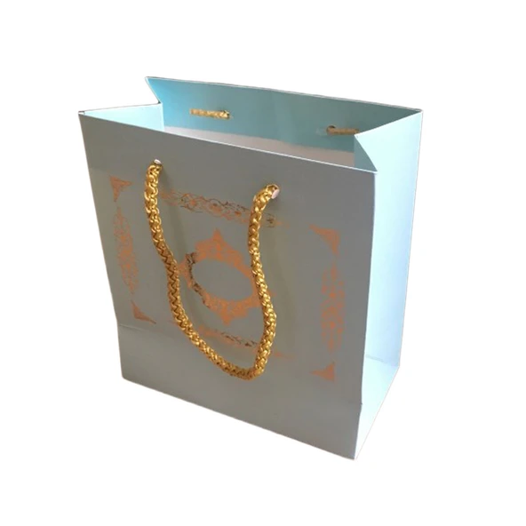 Karton Hediye Çantası GOLD Saray Desenli 20X20X10 CM (10 Adet)  Mavi ürün görseli 1