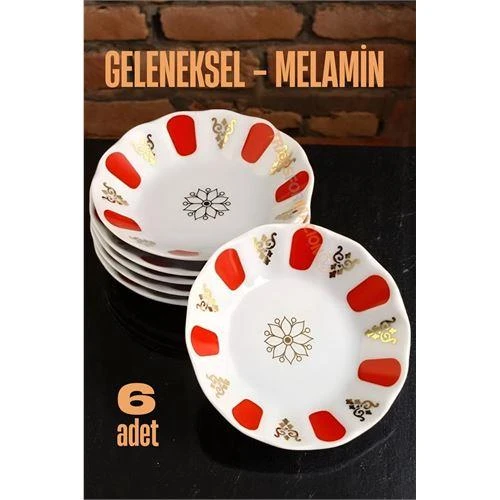 ModaCar Melamin Çay Tabağı 6 Adet Geleneksel Türk Çay Bardağı Altlığı ürün görseli 1