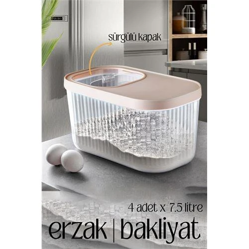 Modacar MultiBox Erzak Bakliyat Kutusu Sürgülü Kapak 7.5 Litre 4 ADET ürün görseli 1