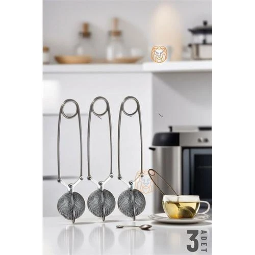 ModaCar Kıskaçlı Bitki Çayı Filtresi Top Çay Demliği Çay Filtresi Maşası 3 adet ürün görseli 1