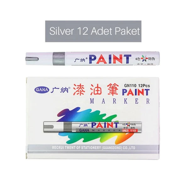 Paint Marker  Epoksi Varak Kalem (12 Adet)  Gümüş ürün görseli 1