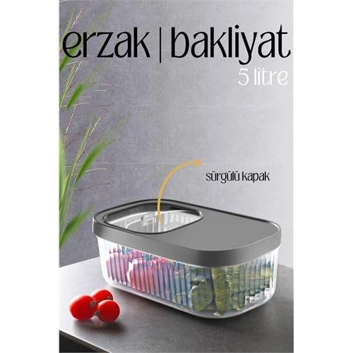 ModaCar MultiBox Erzak Bakliyat Kutusu Sürgülü Kapak 5 Litre ürün görseli 1