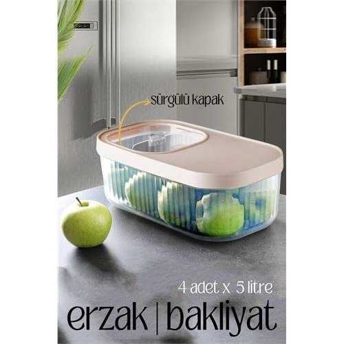 ModaCar MultiBox Erzak Bakliyat Kutusu Sürgülü Kapak 5 Litre 4 ADET ürün görseli 1
