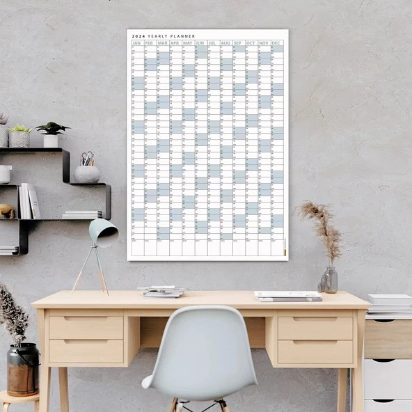 2026 Yıllık Planlayıcı Poster Takvim, Mavi Planlayıcı Takvim, Okul Takvimi, Duvar Takvimi ürün görseli 1