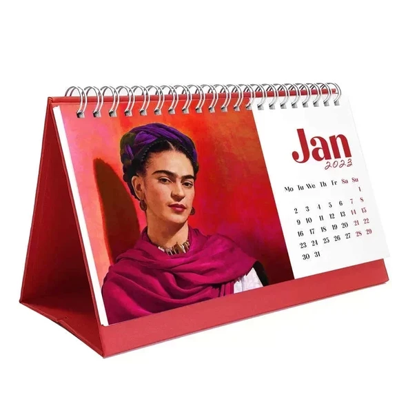 Frida Kahlo Masa Takvimi - 2026 Takvimi - Kırmızı Renk ürün görseli 1