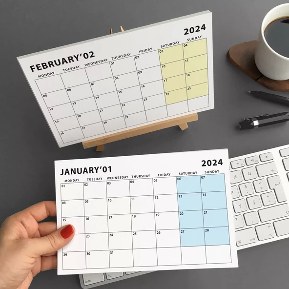 2026 Masa Takvimi, Ahşap Şövale Masa Takvimi, Aylık Planlamalı Takvim, Pastel Renkler 2026 Takvim, Yapılacaklar Listesi( ürün görseli 1
