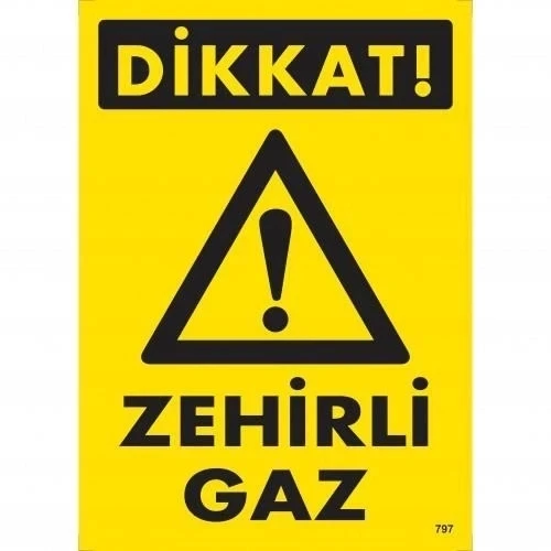 Mey İthalat® Dikkat Zehirli Gaz Uyarı Levhası 25x35 KOD:797 ürün görseli 1