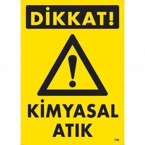 Mey İthalat® Dikkat Kimyasal Atık Uyarı Levhası 25x35 KOD:796 ürün görseli 1